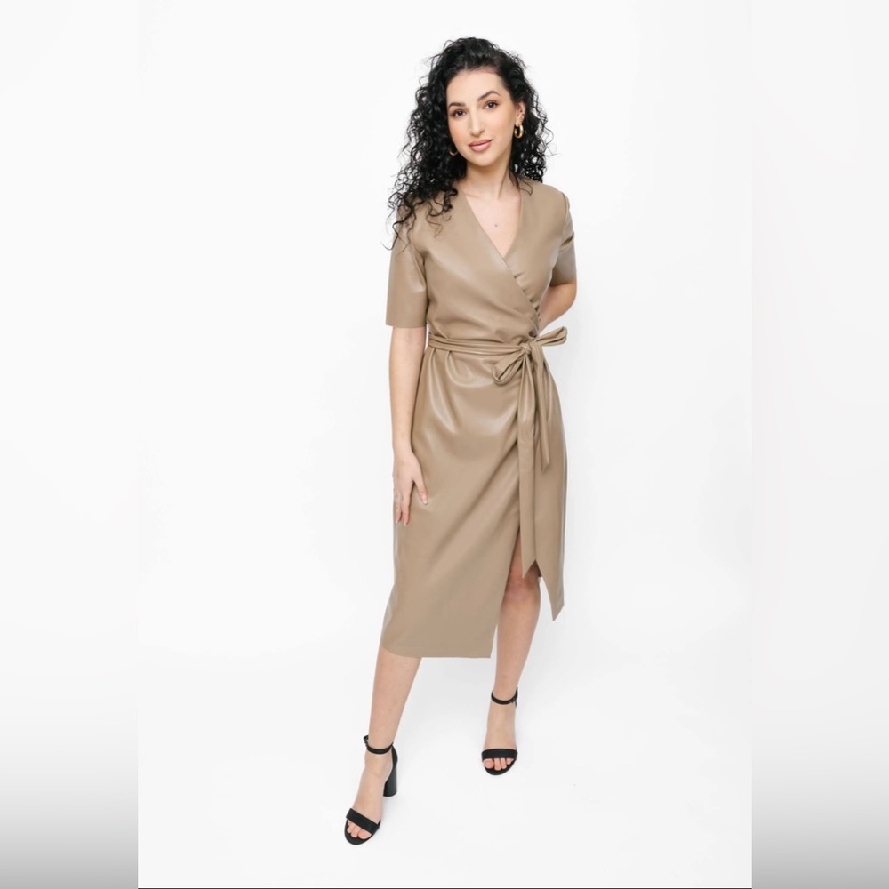 NWT Smash & Tess Margot Vegan Leather Midi Dress S